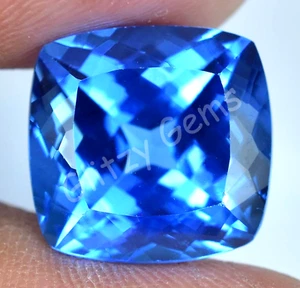 Natural Blue Zircon 12.05 Ct Cushion Stunning Certified Cambodian Loose Gemstone - Picture 1 of 6