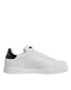 Dolce&Gabbana Men White Sneakers Leather Solid Low Top Flat Trainers Shoes EU 40 - Picture 1 of 8