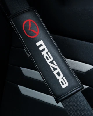 2PC Black Leather Car Seat Belt Shoulder Pads Covers Cushion Protector For Mazda Foto 1 de 4