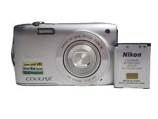 Nikon Coolpix S3300 Silver Optical Zoom Digital Camera + Battery Tested And Work
