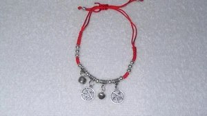 Brazalete de Tobillo Pentáculo Ajustable Rojo Pagano Wicca Sabbat Pentagrama Nuevo Satánico - Imagen 1 de 3