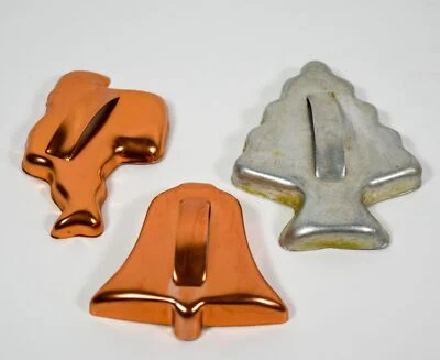 Cortadores de galletas NAVIDAD 3 Mirro cobre aluminio mango vintage Foto 1 de 2