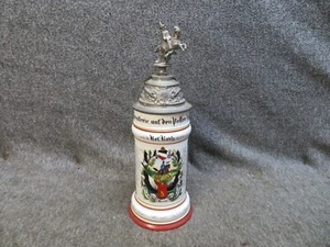 WWI IMPERIAL GERMAN ARMY COMMEMORATIVE BEER STEIN-5TH DRAGOONS-NAMED - Picture 1 of 17