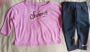 NIKE "SWOOSH" PINK & BLACK 2 PIECE PANTS OUTFIT-GIRLS SIZE 6-NEW WITH TAGS - Picture 1 of 5