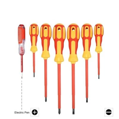 Cacciaviti isolati per elettricista set 7pz punta magnetica cerca fase + borsa - Immagine 1 di 4