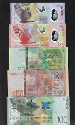 SANTO TOME Y PRINCIPE SET 5 PCS. 5 10 20 50 100 DOBRAS 2016   P-70..74  UNC - Image 1 of 2