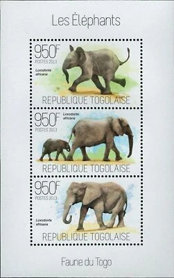Hoja de recuerdo de animales salvajes Loxodonta Africana sello de elefantes MNH #5271-5273 Foto 1 de 4