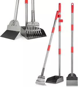 Durable Pooper Scooper Dog Poop Scoop Long Handle Tray & Rake Set For Large New - Picture 1 of 11