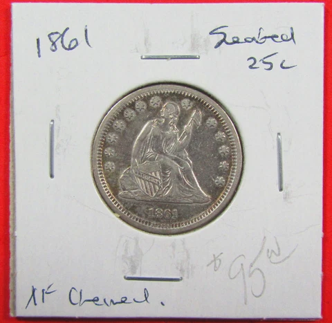 1861 25c Seated Liberty quarter. Circulated. Lots of detail. (523128) Cover