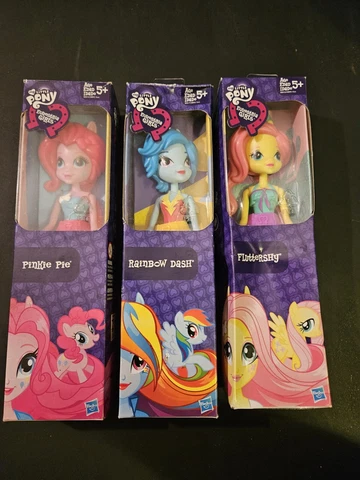 2014 9" My Little Pony Equestria Girls Lot Of 3 Sealed Pinkie Rainbow Fluttershy Cover