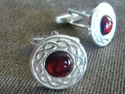 Fantastic Round Cut Red Ruby Solid 935 Argentium Silver Men Gorgeous Cuff Links - Image 1 of 4