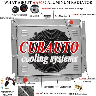 4-Row Radiator+Shroud Fan For 1969-71 Dodge D100,D200 D300  W100 W200 W300 6.3L Foto 1 de 4