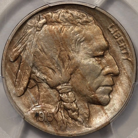 1915 Buffalo Nickel PCGS AU-58 - Great Strike and Color! Cover