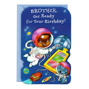 Cute BIRTHDAY Card FOR YOUNG BROTHER, Space Fun by American Greetings + Envelope - Picture 1 of 4