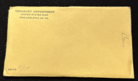 Silver 1961 Treasury Department U.S Mint Proof Coin Sets. #3580 Cover