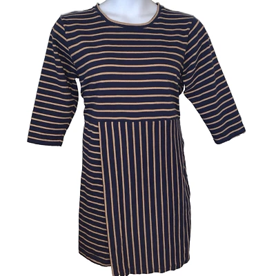 Vestido envolvente sintético tejido poesía marrón marino *Falta etiqueta de talla* aprox. Talla grande Foto 1 de 4