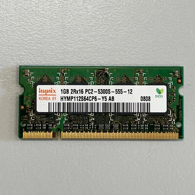 Hynix 1GB DDR2 RAM PC2-5300 667Mhz non-ECC Unbuffered SODIMM HYMP112S64CP6-Y5 - Image 1 of 3