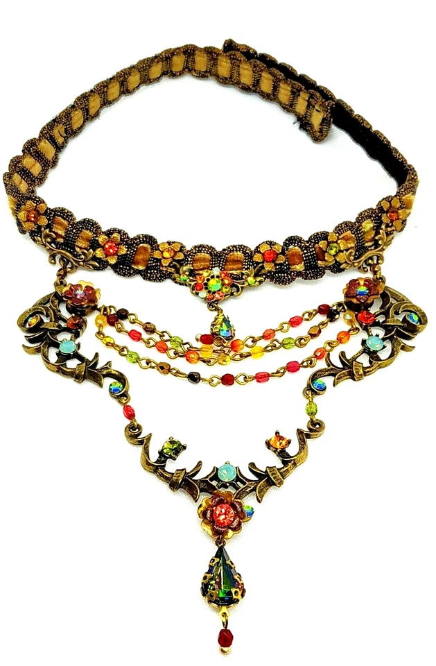 Gargantilla de tela de Michal Negrin cristales multicolores único. Foto 1 de 4