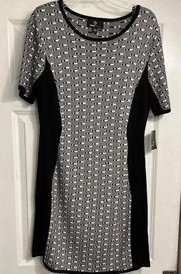 Suéter Ronni Nicole Vestido Grande Ligero Negro Blanco Elastizado Nuevo con Etiquetas Foto 1 de 4