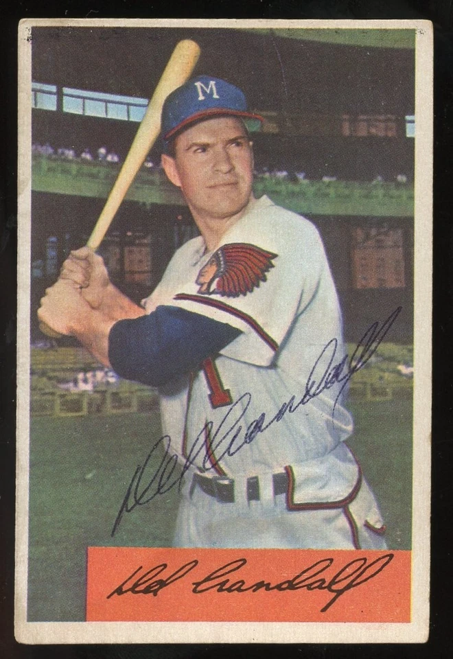 Tarjeta coleccionable de béisbol Bowman 1954 autografiada firmada por Del Crandall #32 Foto 1 de 1