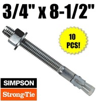 Simpson WA75614 3//4/" x 6 1//4/" Wedge-All Carbon-Steel Wedge Anchors 10//pk
