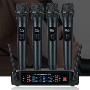 Professional VHF Wireless Microphone 4 Channel Handheld Karaoke Mic Home Speaker - Picture 1 of 12