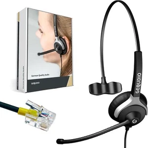 Headset 1-Ohr für GEQUDIO Mitel Aastra Poly Gigaset Telefon, mit Anschluss Kabel - Bild 1 von 9