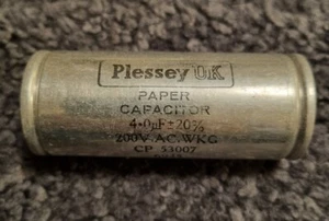 Plessey 4,0uF 200V CP53007 Röhren-/Ventilverstärker Kondensator Papier in Öl PIO 69 reformiert - Bild 1 von 4