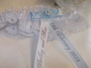 "LIGA DE BODA BLANCA PERSONALIZADA CON ""ALGO AZUL"" - Imagen 1 de 3