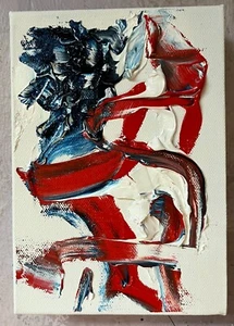 Red, White & Blue, Oil Painting, Gallery Art, 5"x7"x2", Abstract Arts - Picture 1 of 24