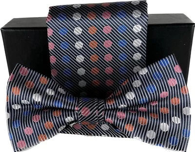 Juego de pañuelos de pajarita Barcelona para hombre azul marino gris naranja fucsia lunares 5" Foto 1 de 3
