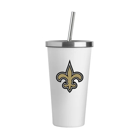 New Orleans Saints Logo White 20oz Straw Steel Tumbler Cover