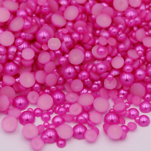 AB Imitation Pearls Half Round Flat back Beads Face Embellishment Card Making