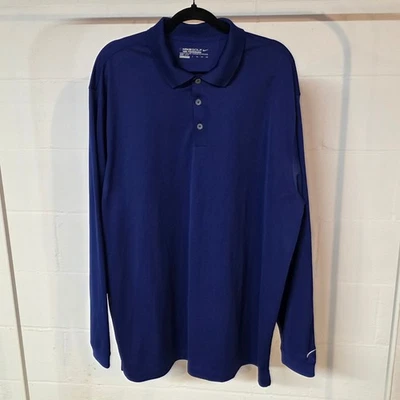 Camisa polo Nike Golf Tour Performance manga larga para hombre XXL Dri-Fit azul preppy Foto 1 de 4