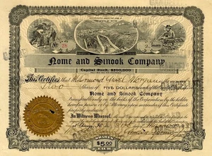 Certificado de stock de Nome & Sinook Co. 1903 - Imagen 1 de 1