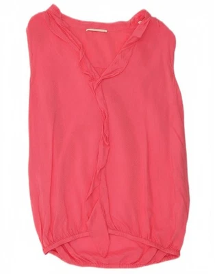 Blusa Top GAS Mujer Sin Mangas Volantes Frontal Reino Unido 6 XS Rosa Algodón CM13 Foto 1 de 4