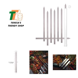 8 pinchos planos Kebab de 1" de ancho, acero inoxidable, mango sin madera, Koobideh Persi... - Imagen 1 de 9