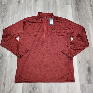 Under Armour T-shirt Men's XL Red UA Tech Vent  1/2 Zip New - Picture 1 of 10