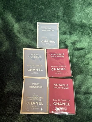 Chanel Antaeus Pour Homme and Pour Monsieur (5) Sample EDT Towelettes/ Wipes VTG - Image 1 of 3