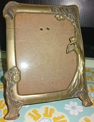 cadre ancien Art Nouveau pour photo 16.5 x 13 cm femme élégante bronze laiton - Photo 1/4