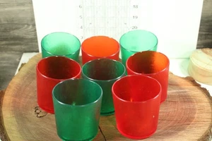 Set/8 Vintage lex a lite Low Ball Christmas Glasses Red/Green lexon acrlic - Picture 1 of 5