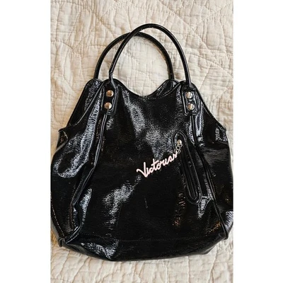 Victoria's Secret Women's Tote Purse Handbag Glossy Shoulder Bag Black Travel - Image 1 of 4