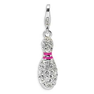 Crystals from Swarovski Bowling Pin Charm Sterling Silver Clip On Amore La Vita - Image 1 of 4
