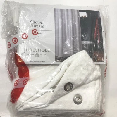 Nuevo Umbral Tejido Waffle Cortina de Ducha Blanco 72"X72" Mezcla de Algodón Ojal Nuevo Foto 1 de 4