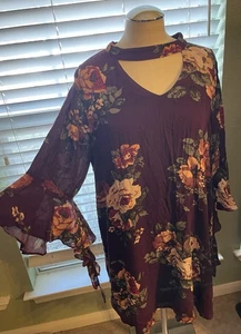 Blue Pepper Plus Women’s Purple Floral Flowy Dress 1XL - Picture 1 of 7