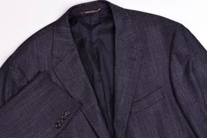 Canali Kei Wool/Silk Navy Plaid Blazer Jacket 40 R - Picture 1 of 13