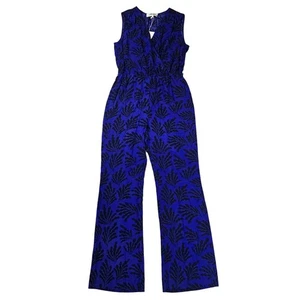 Diane von Furstenberg Royal Blue Printed Silk Sleeveless Jumpsuit $495 - Picture 1 of 11