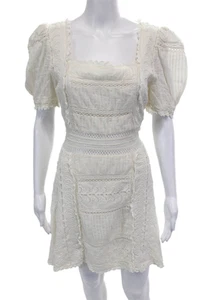 Love Shack Fancy Womens Cotton Embroidered Pattern Zip Dress White Size 6 - Picture 1 of 7
