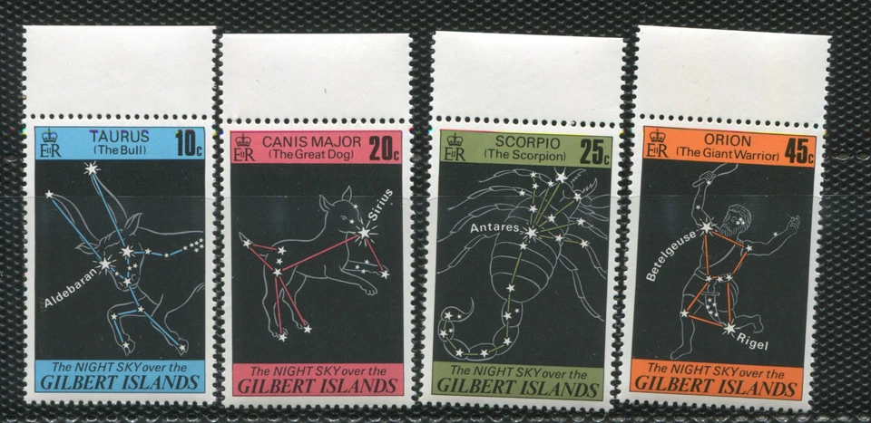 Gilbert Islands 1978 Night Sky Constellations MNH Set 4 Taurus Canis Major Orion Foto 1 de 1