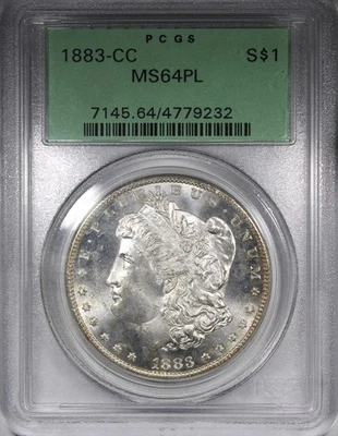 1883-CC Morgan Dollar PCGS MS64PL OGH PROOF-LIKE FLASHY $1 - Image 1 of 4